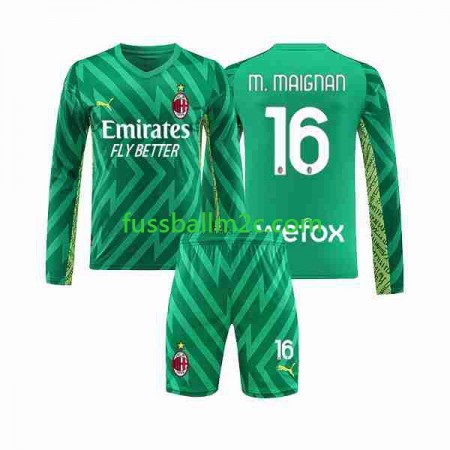 Fußballtrikots AC Mailand Mike Maignan 16 Torwart Kinder Heim Trikotsatz 2023-2024 Langarm Fußballtrikots AC Mailand Mike Maignan 16 Torwart Kinder Heim Trikotsatz 2023-2024 Langarm